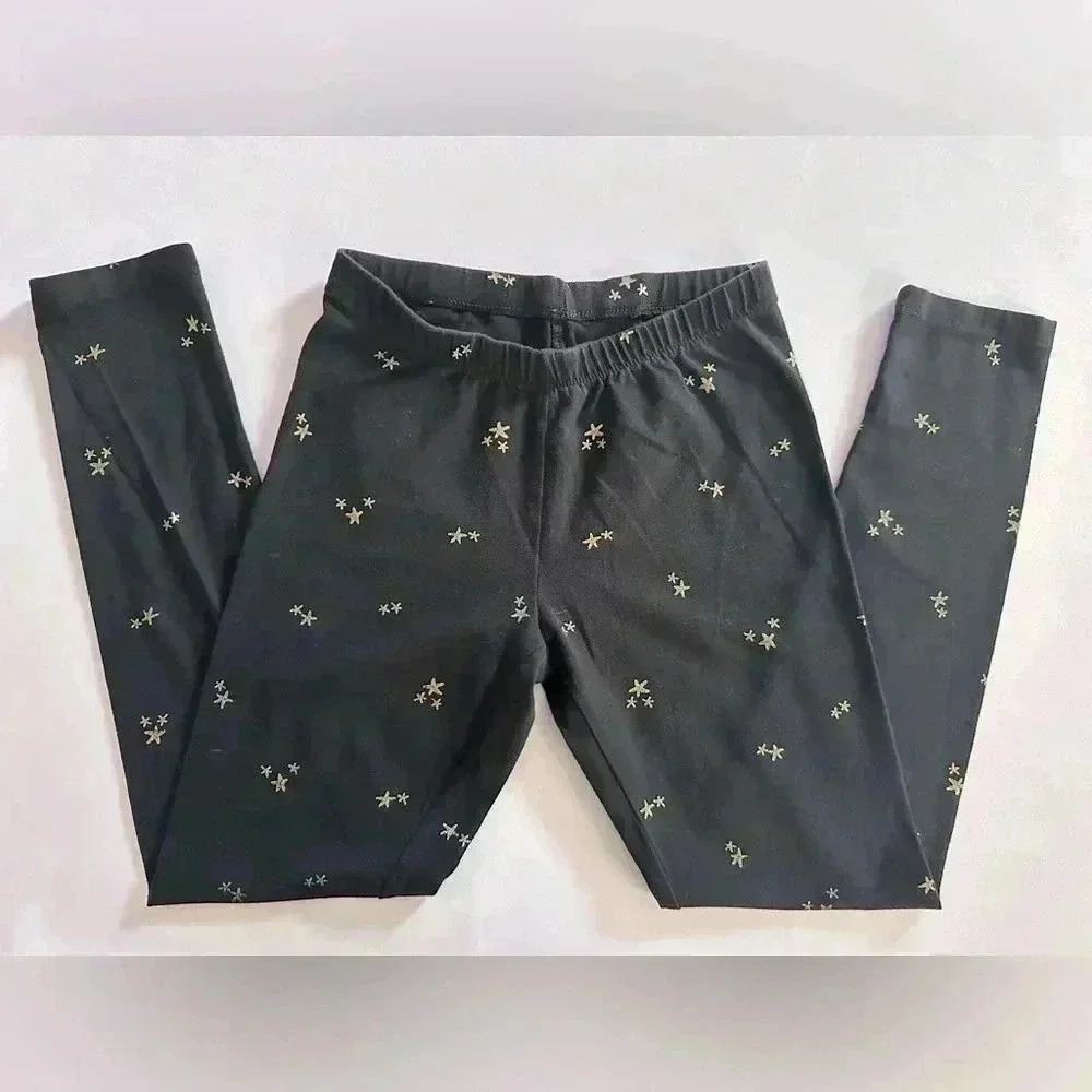 Cat & Jack Girl's Foil Star Black Leggings (613)